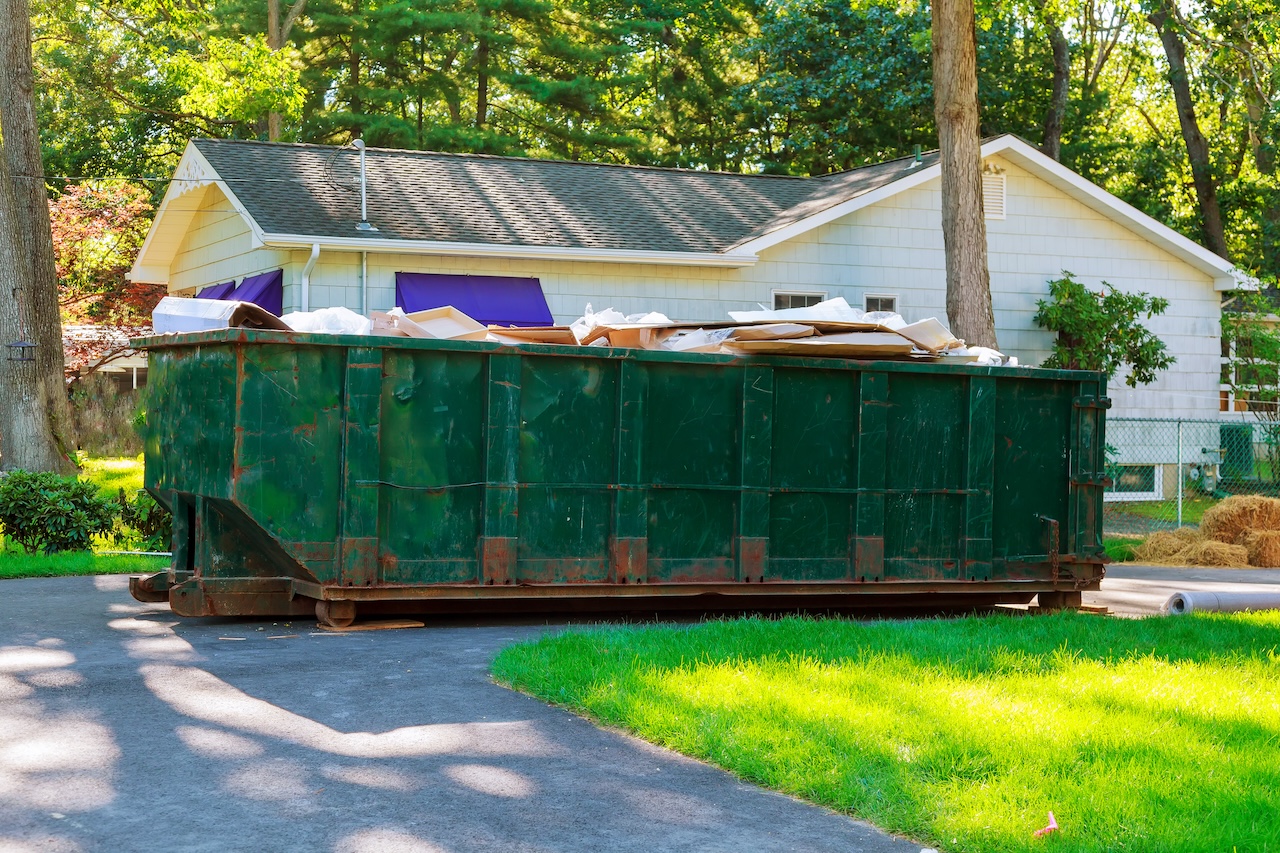 Dumpsters being full with garbage container trash on ecology and environment