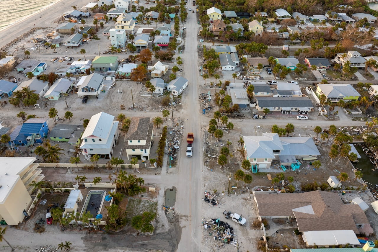 coastal city after a tsunami struck
